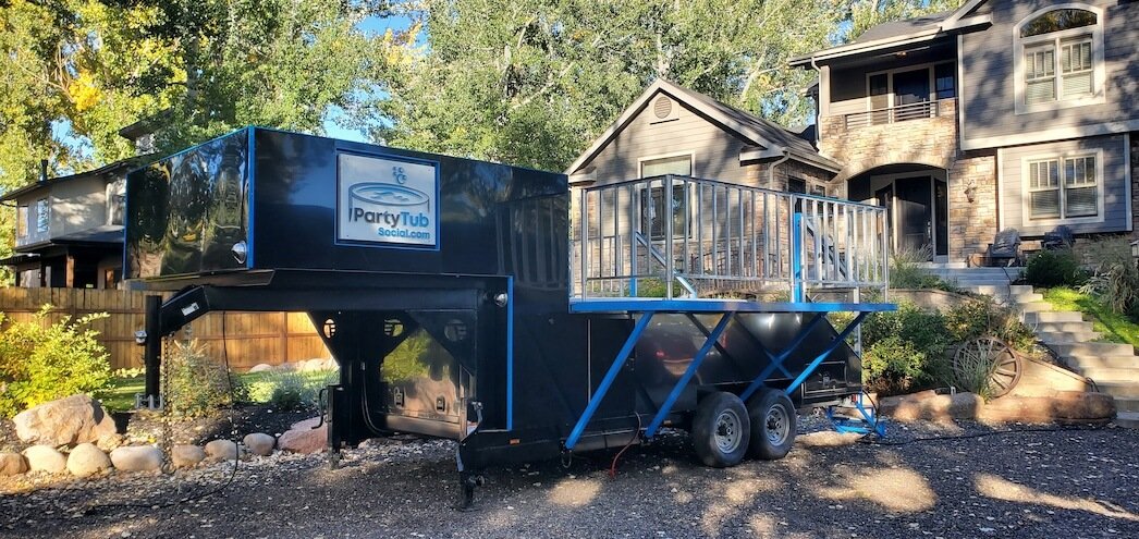 Party Tub Social trailer parked at a rental location